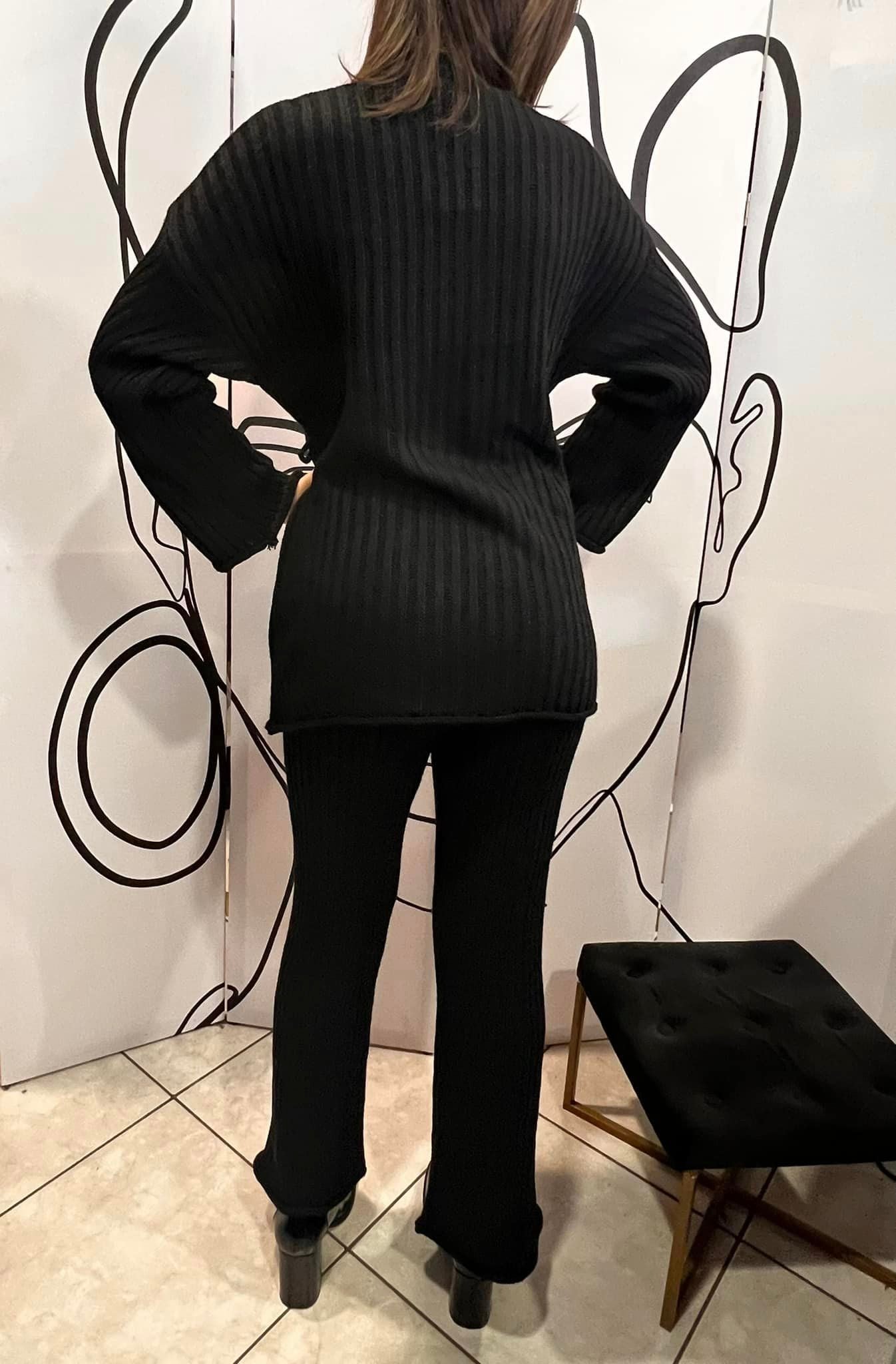 Σετ πλεκτό ζακέτα κρουαζέ - παντελόνι