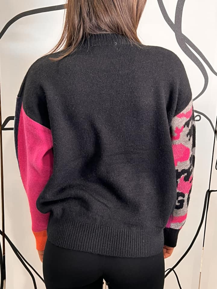 Μπλούζα πλεκτή πολύχρωμη με παγιέτες