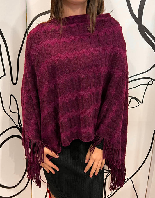 Ponchos πλεκτό με κρόσσια