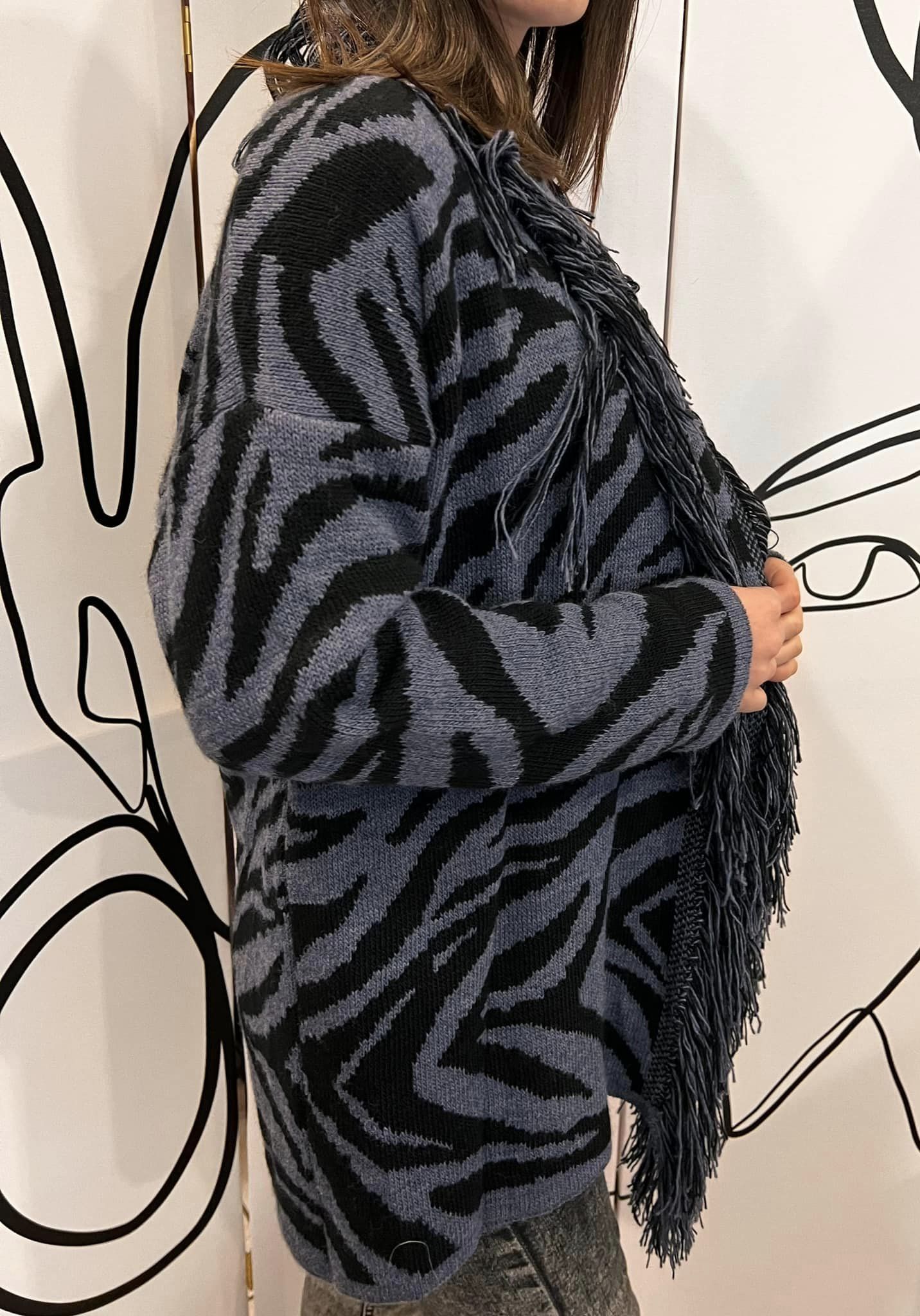 Ζακέτα animal printed πλεκτή
