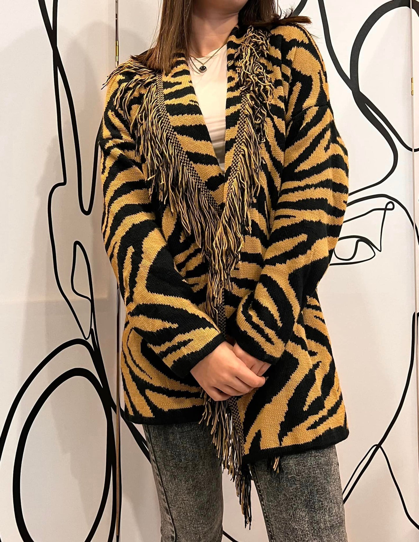 Ζακέτα animal printed πλεκτή