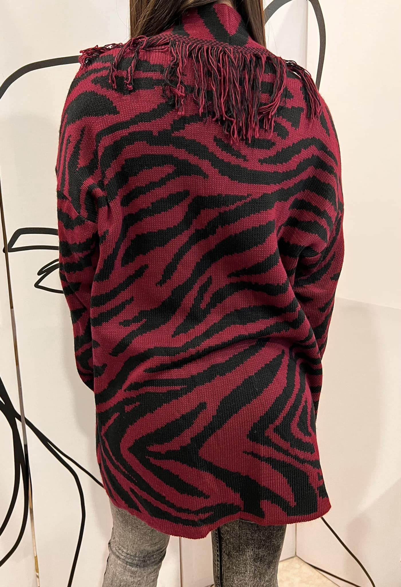 Ζακέτα animal printed πλεκτή