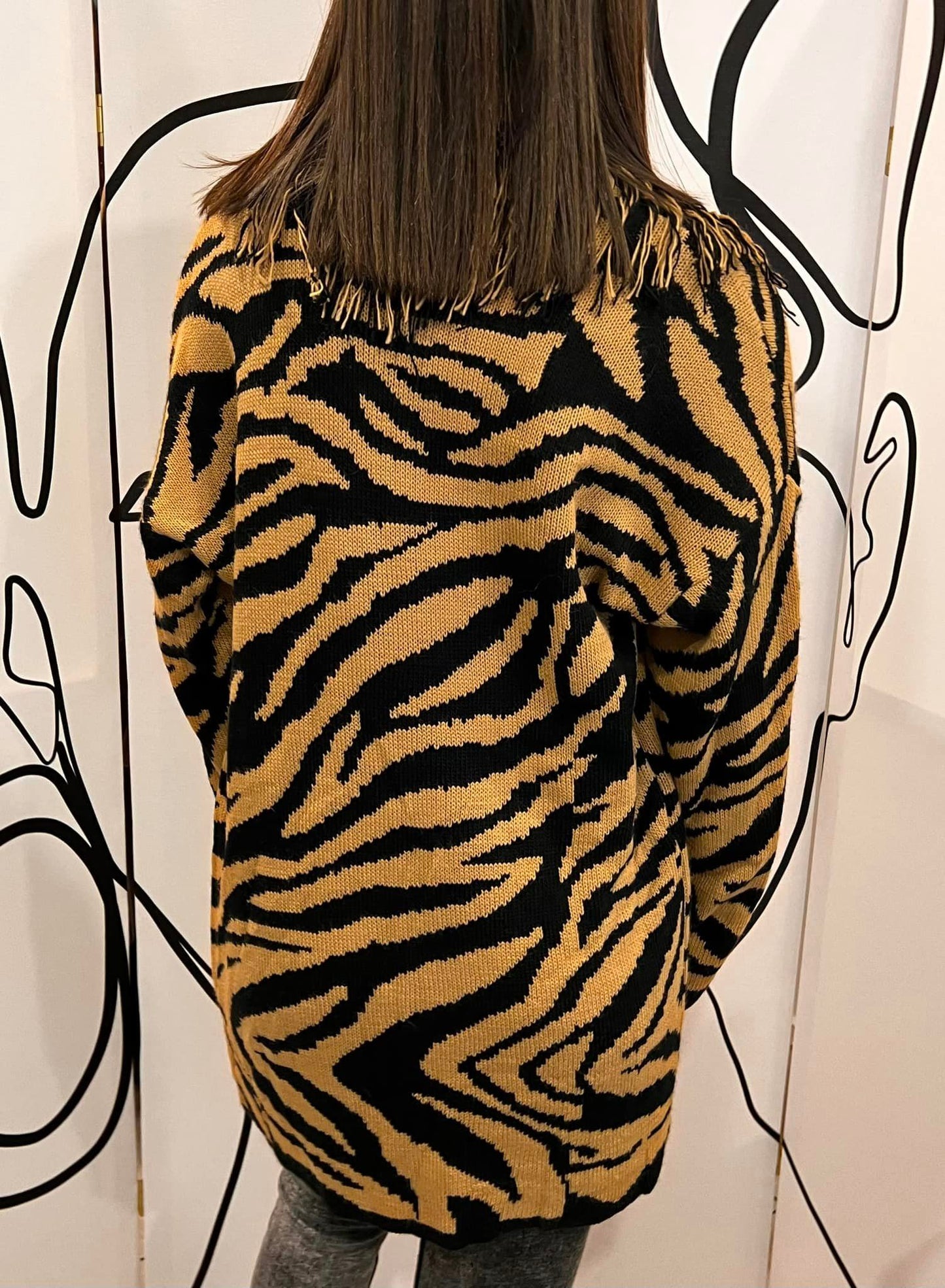 Ζακέτα animal printed πλεκτή