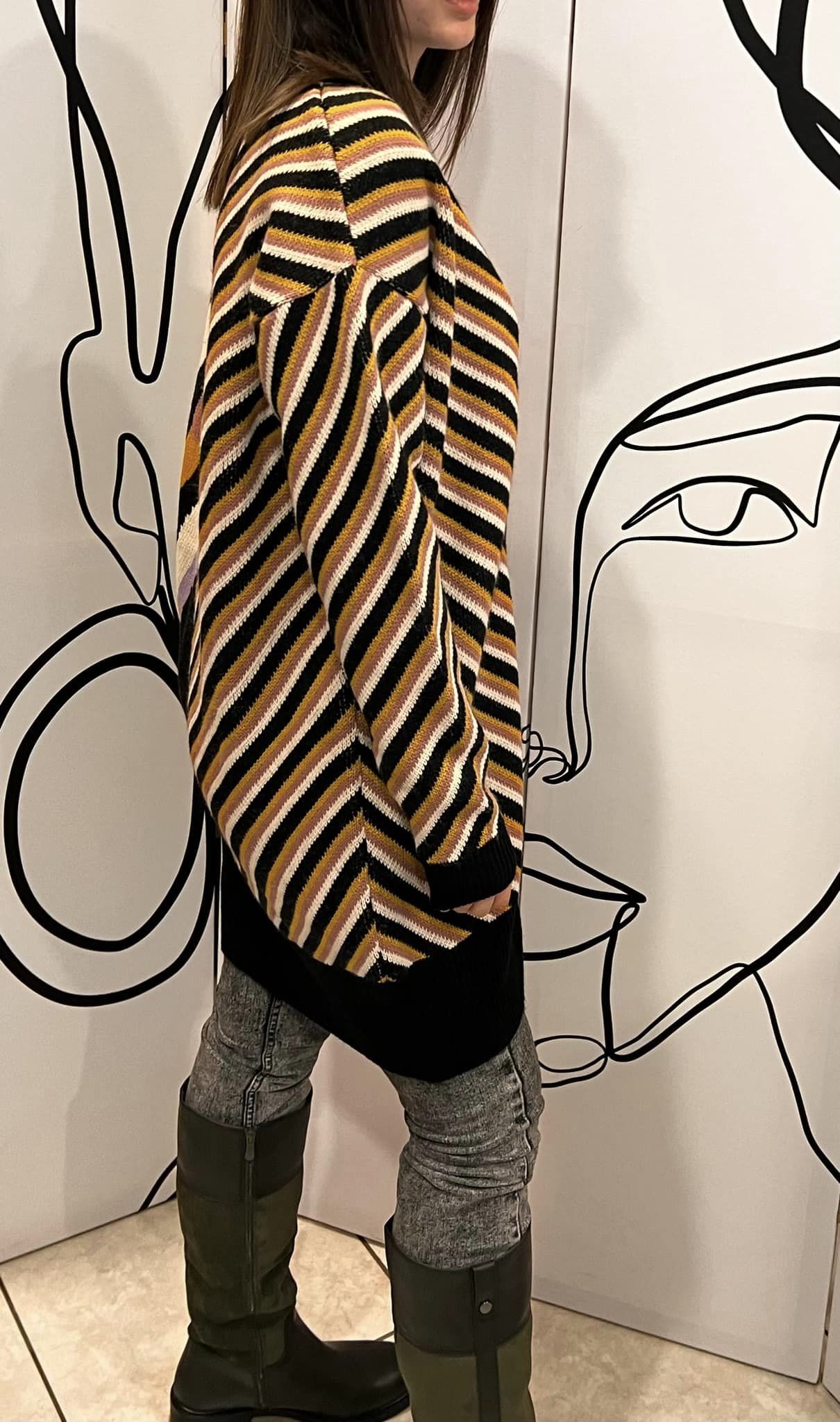 Ζακετοφόρεμα ριγέ/εμπριμέ πλεκτό