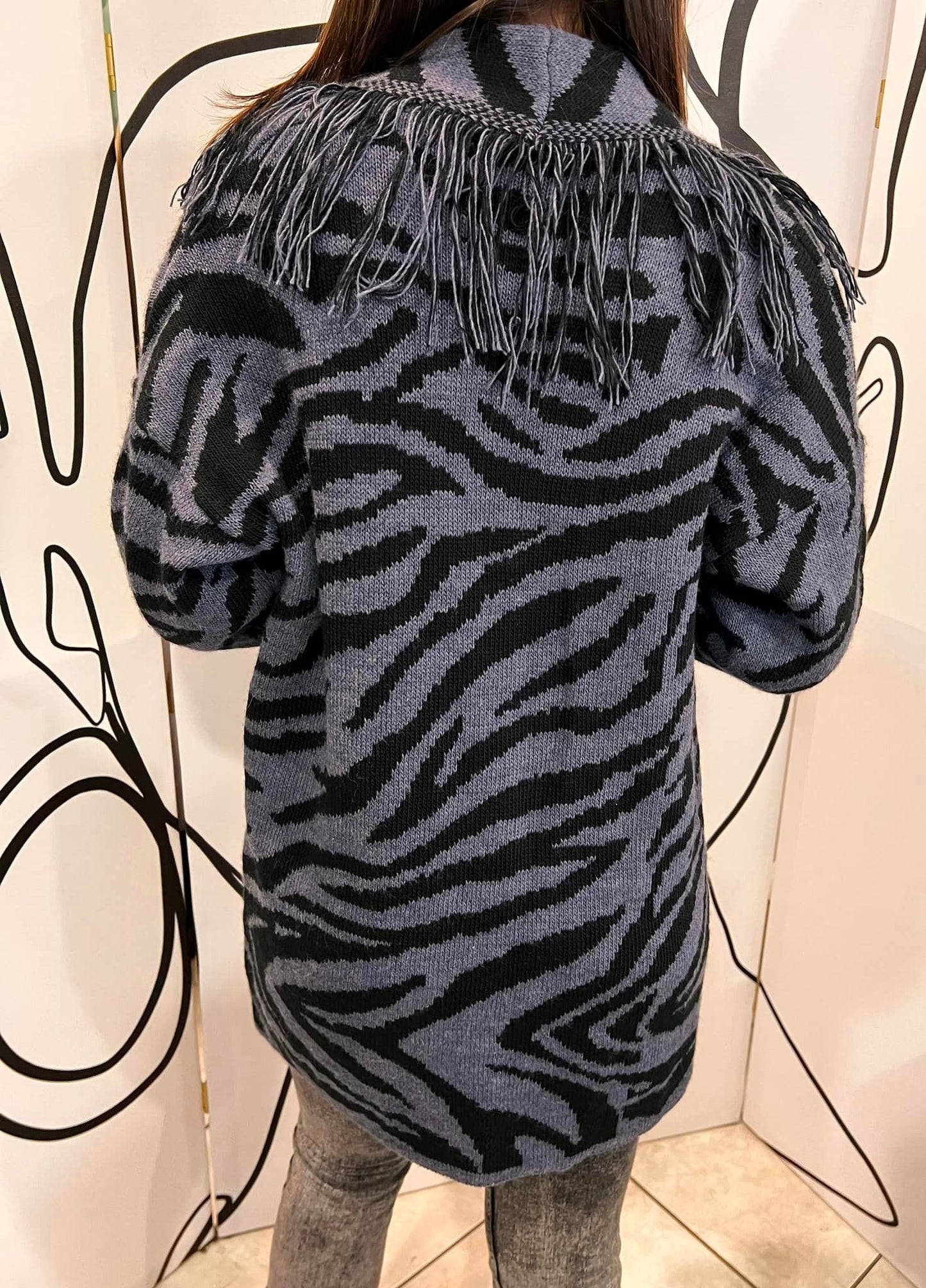 Ζακέτα animal printed πλεκτή