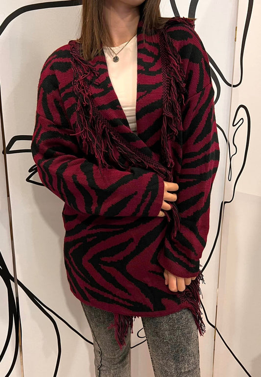 Ζακέτα animal printed πλεκτή
