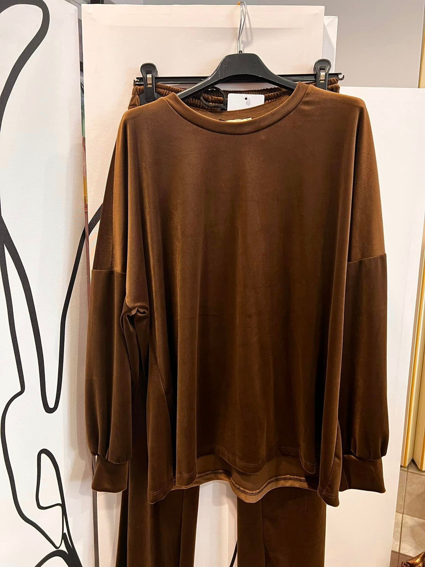 Σετ βελουτέ μπλούζα - παντελόνα