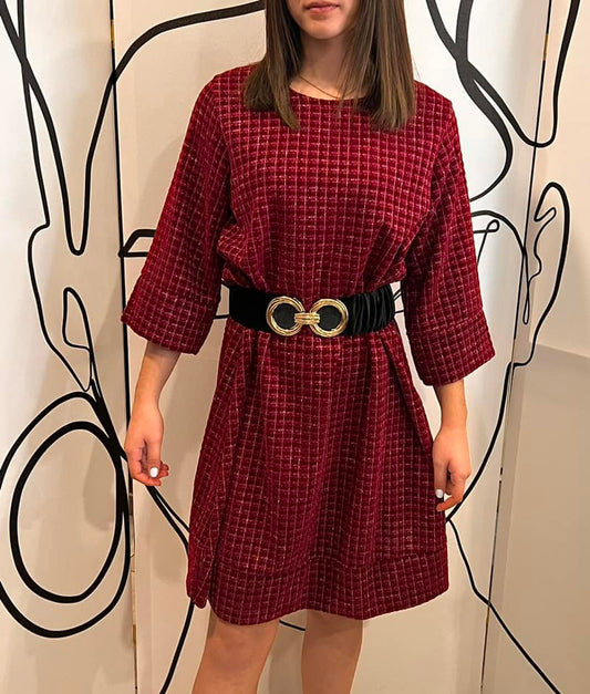 Φόρεμα midi καρό εβαζέ