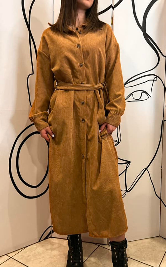 Φόρεμα κοτλέ maxi σεμιζιέ