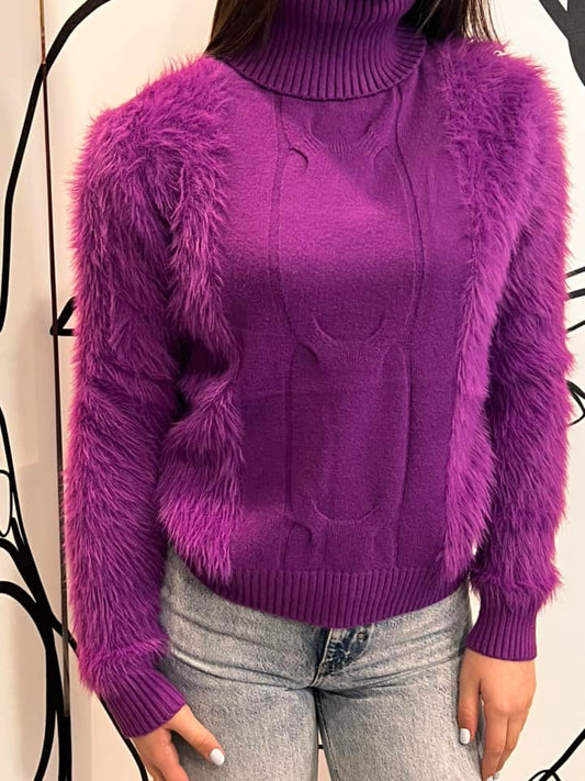 Pullover ζιβάγκο fluffy με σχέδια