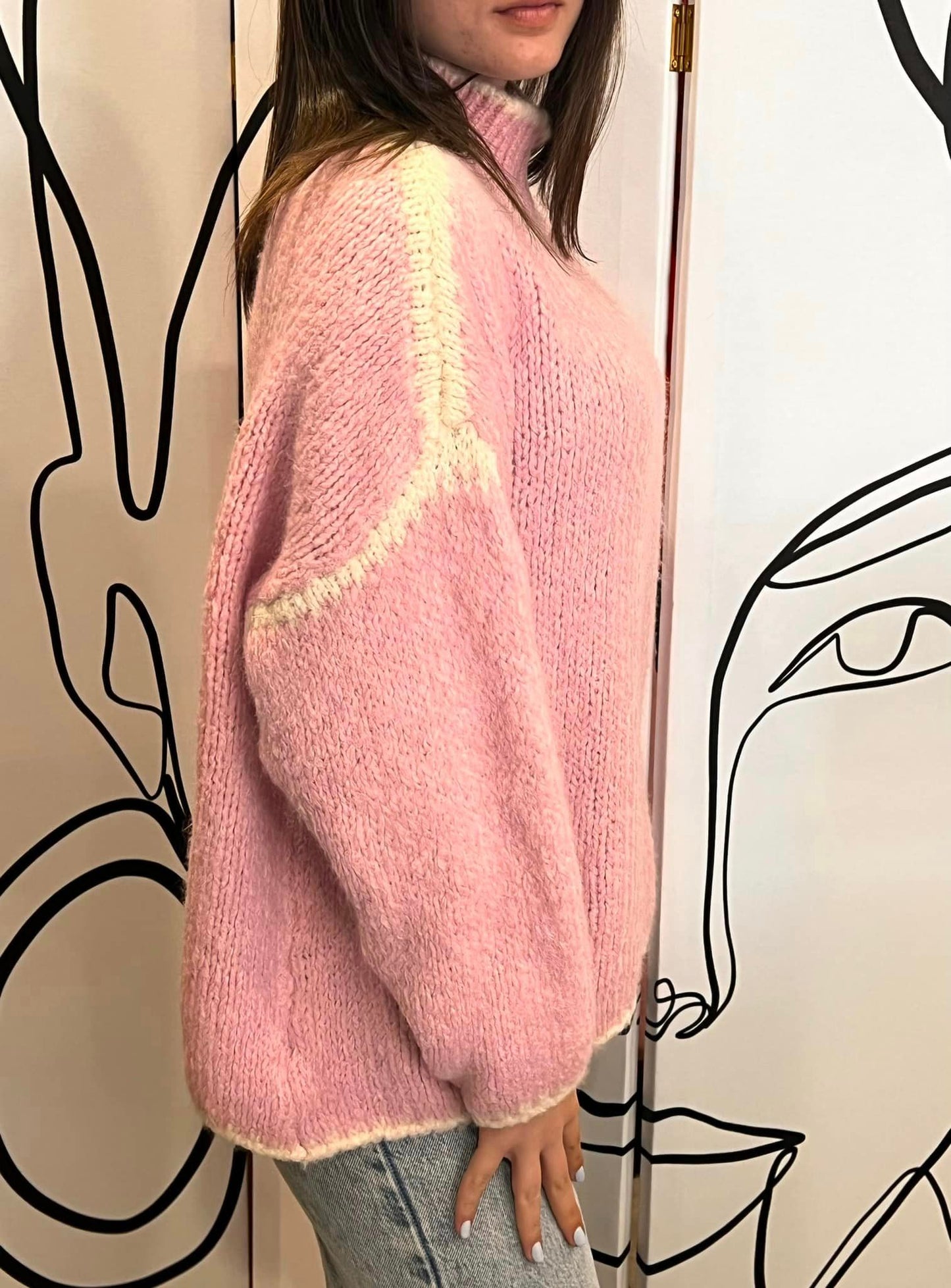 Pullover αφράτο με διχρωμία