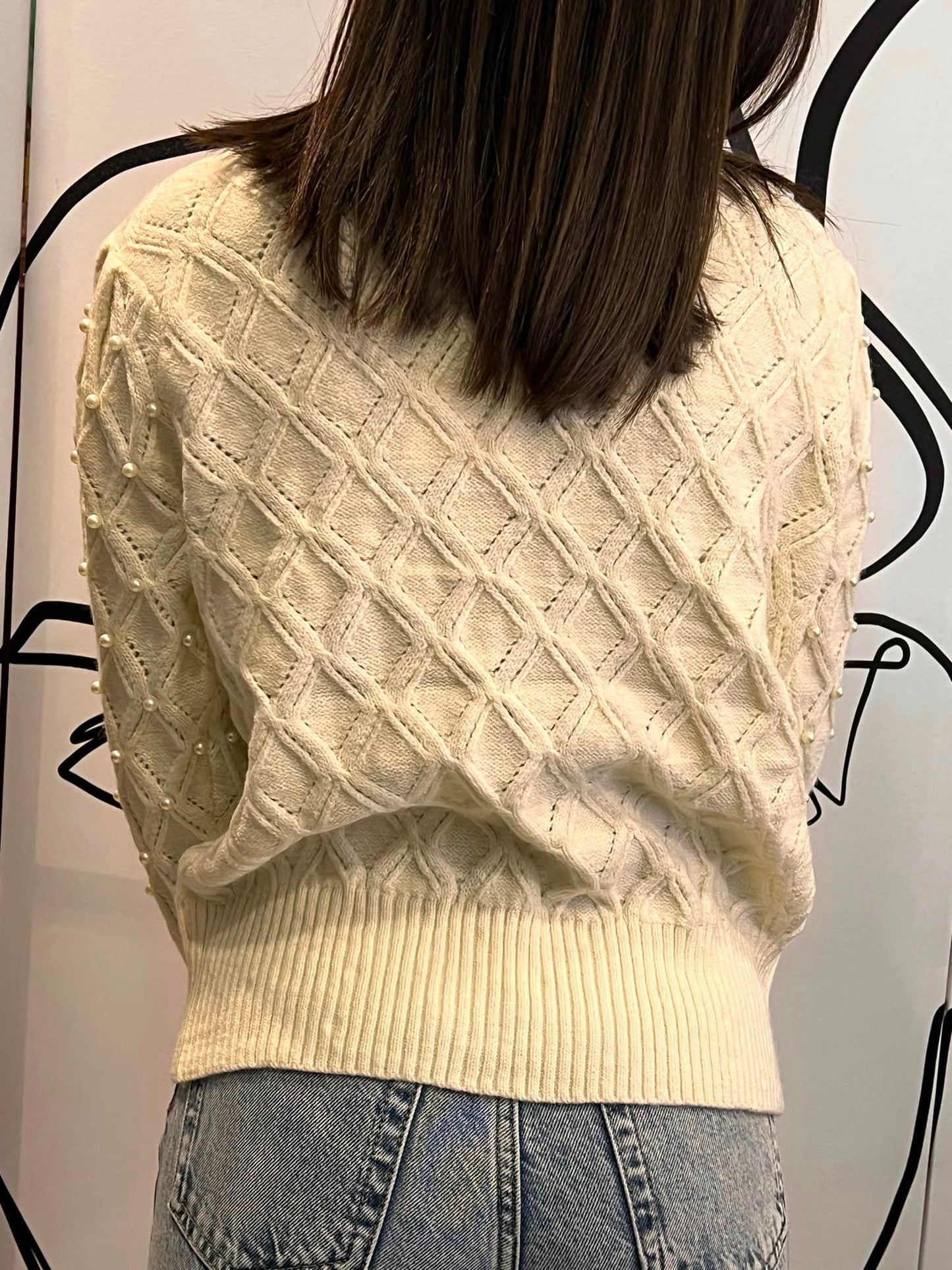 Ζακέτα πλεκτή εντυπωσιακή με πέρλες