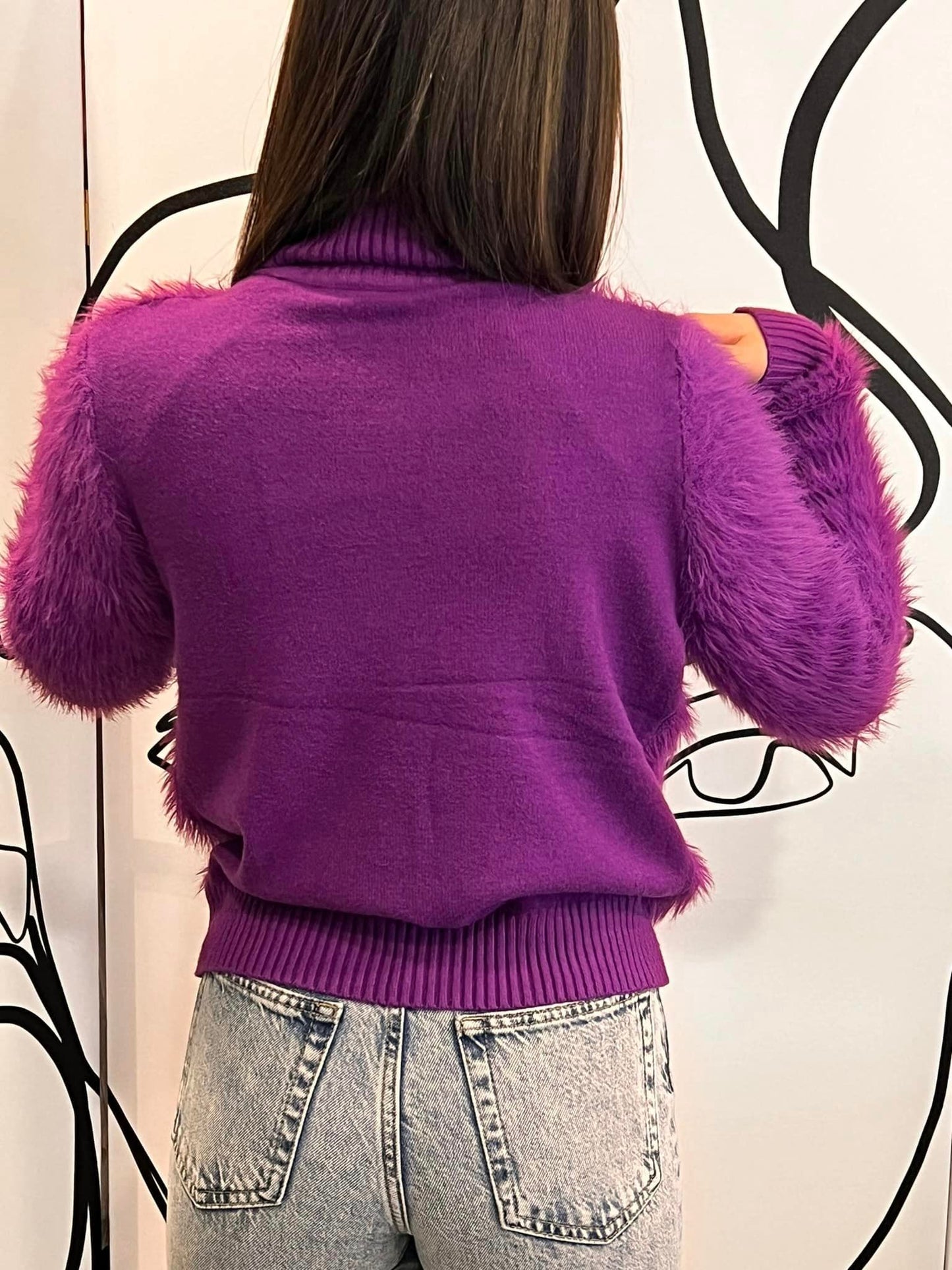 Pullover ζιβάγκο fluffy με σχέδια