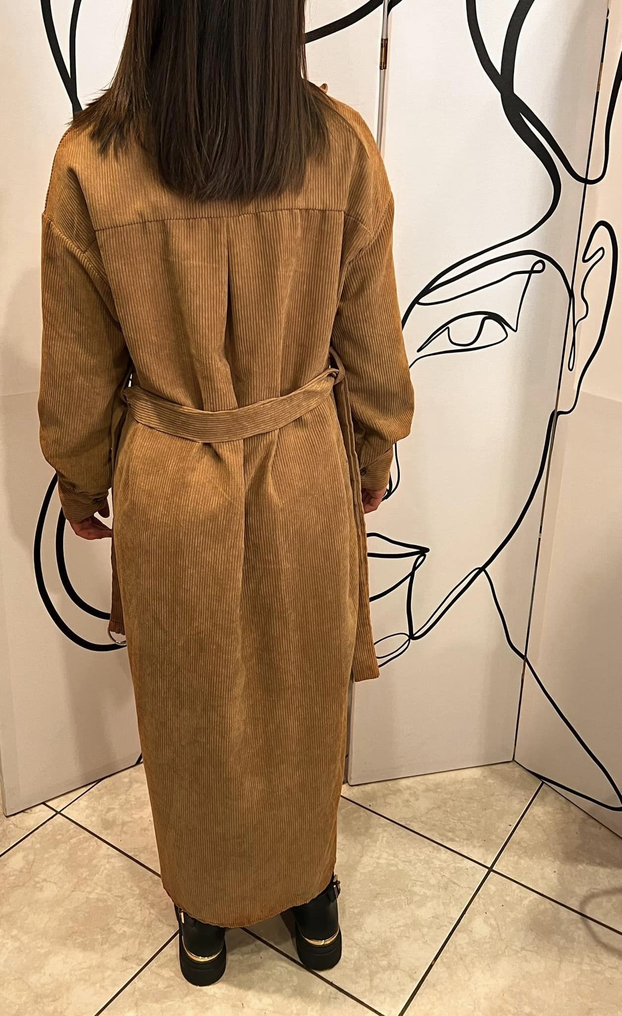 Φόρεμα κοτλέ maxi σεμιζιέ