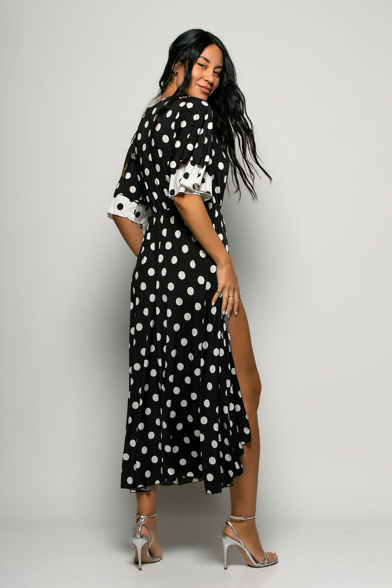 Φόρεμα maxi croise πουά