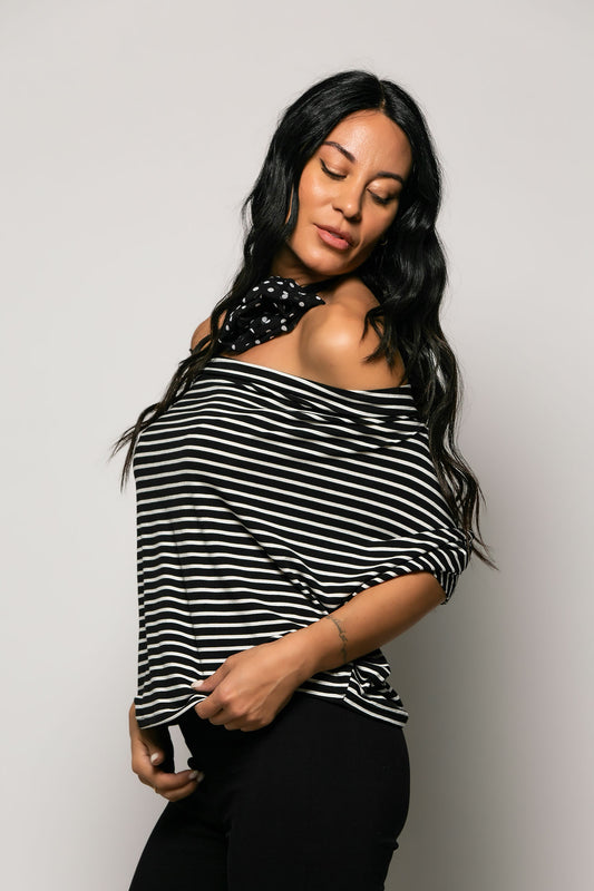 Μπλούζα ριγέ έξωμη