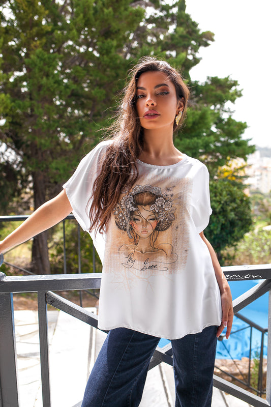 T-Shirt satin/silk printed