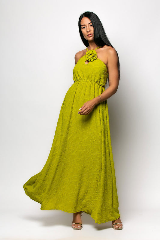 Φόρεμα maxi με μπουτονιέρα detailed