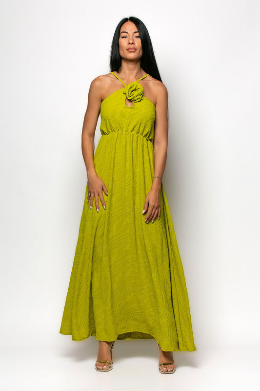 Φόρεμα maxi με μπουτονιέρα detailed