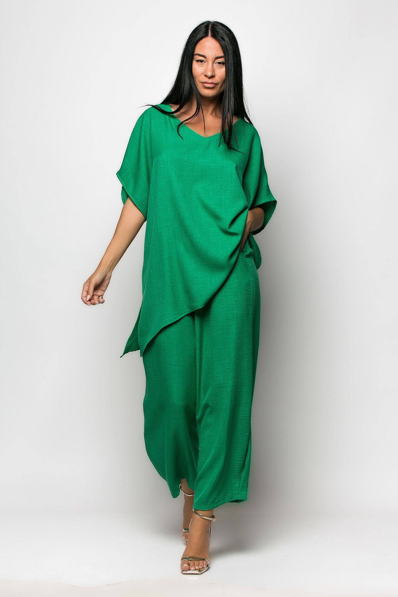 Σετ PLUS SIZE μπλούζα - παντελόνα