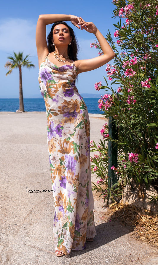 Φόρεμα maxi floral ζορζέτα