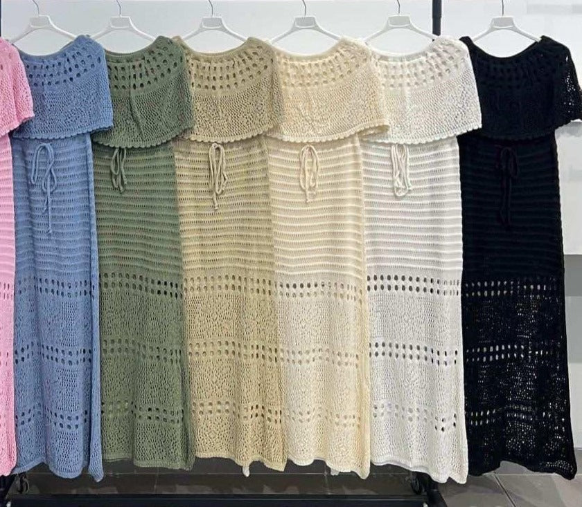 Φόρεμα νημάτινο maxi strapless