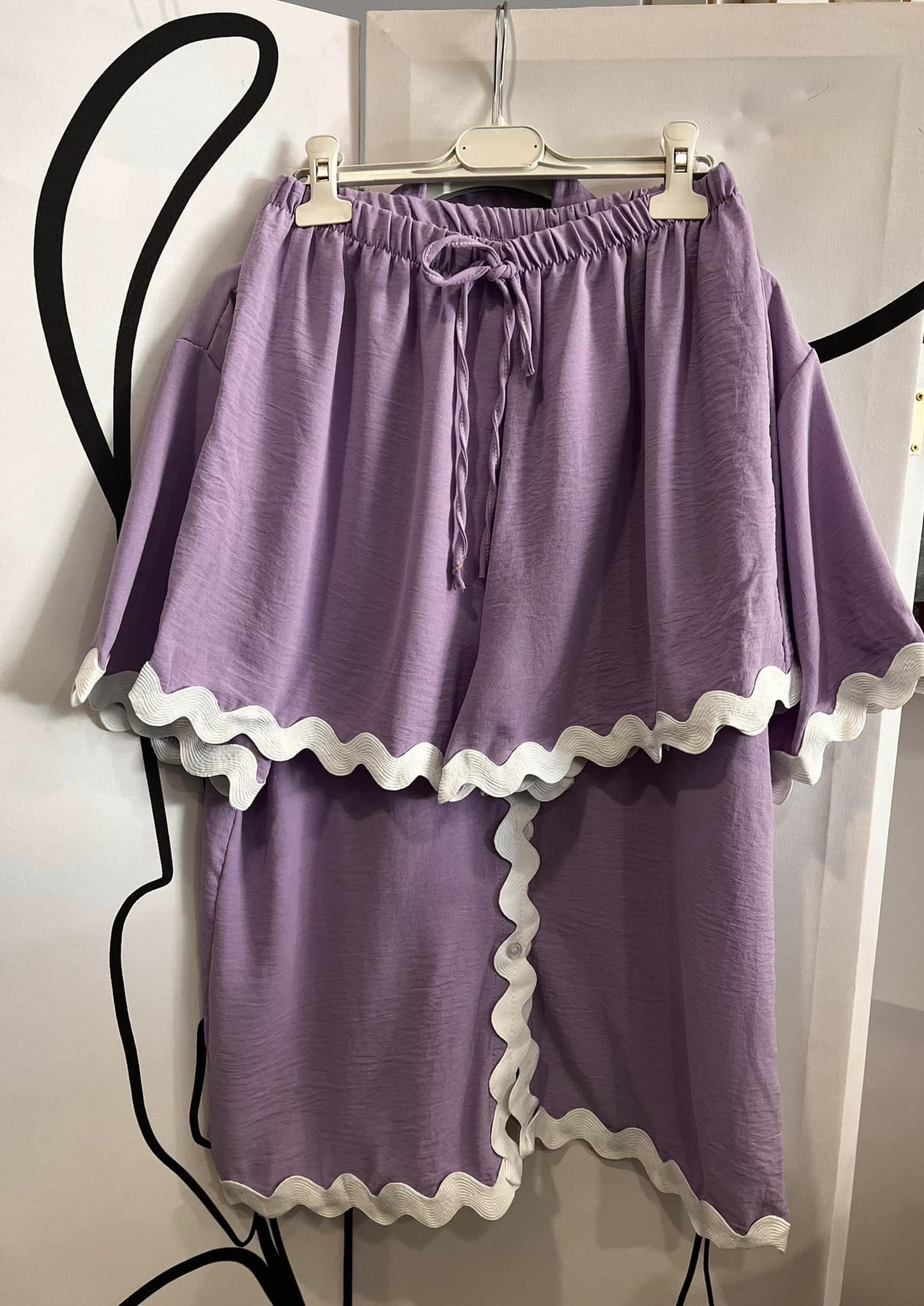 Σετ crepe πουκάμισο - shorts detailed