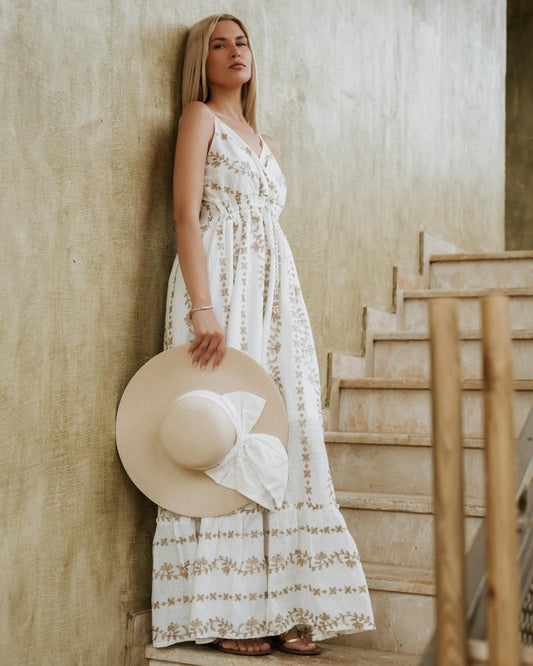 Φόρεμα maxi με κέντημα