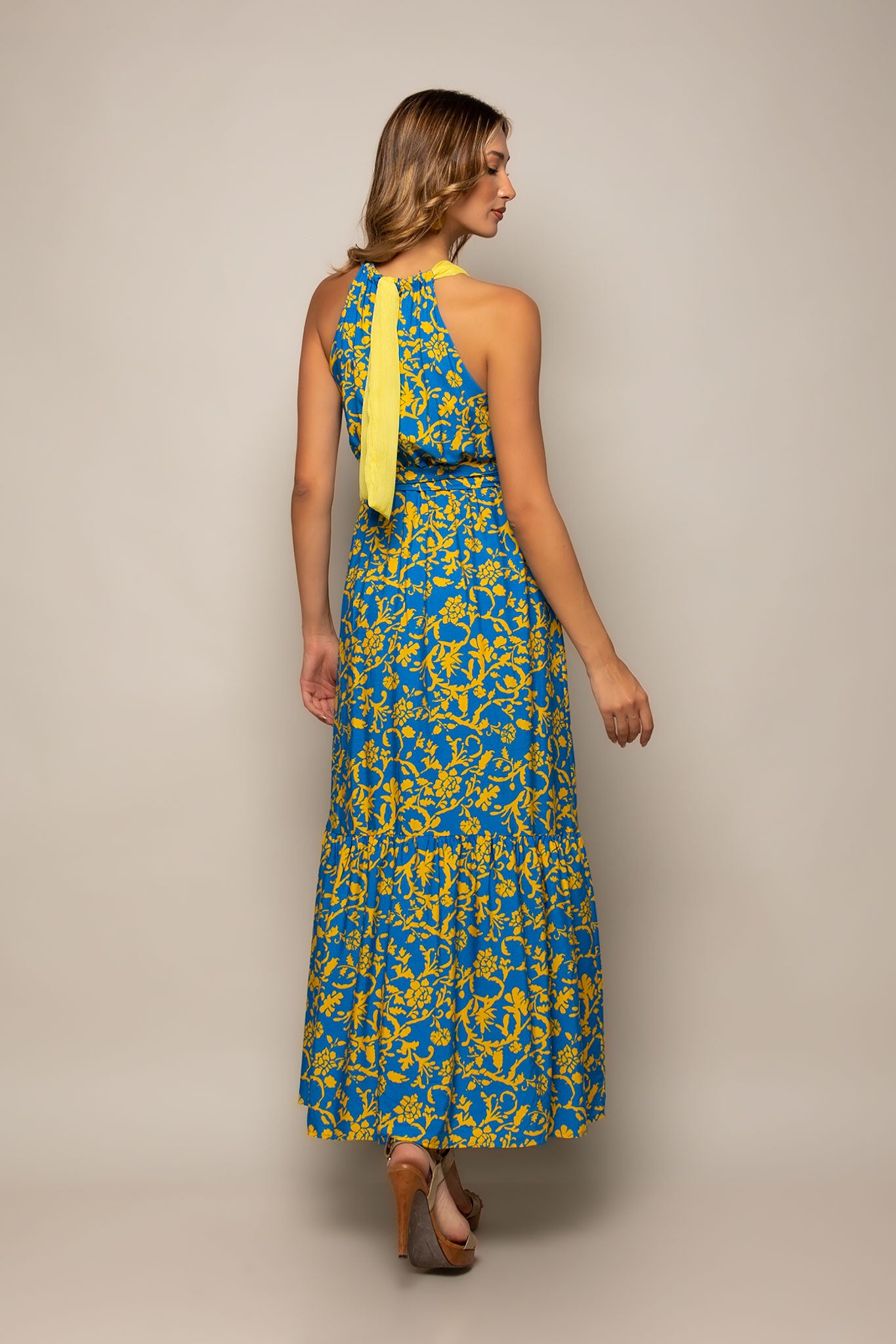 Φόρεμα maxi cocktail floral detailed