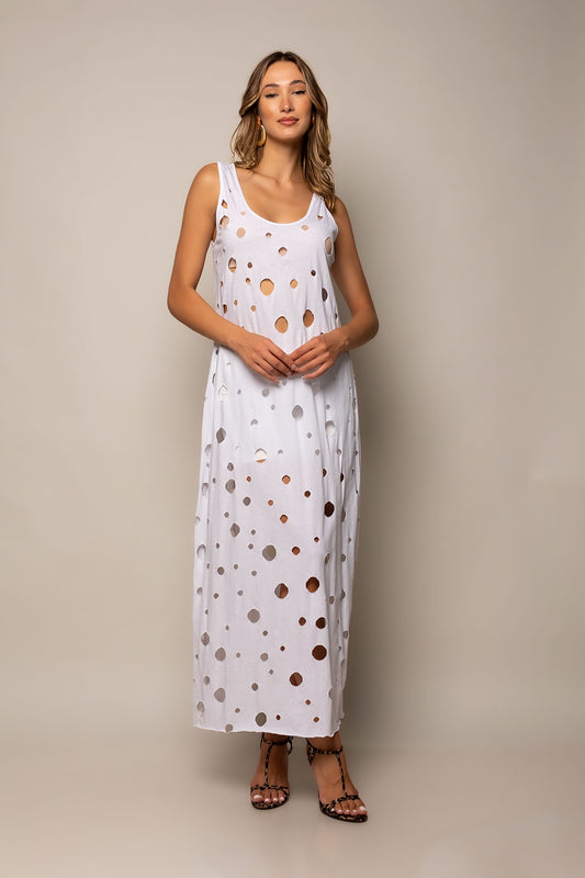 Φόρεμα maxi βαμβακερό με τρύπες