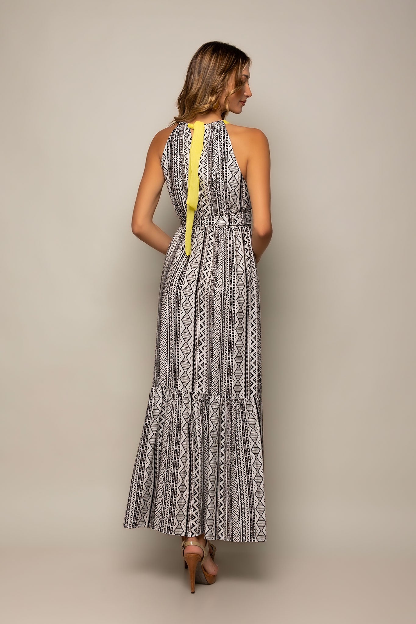Φόρεμα maxi cocktail printed detailed