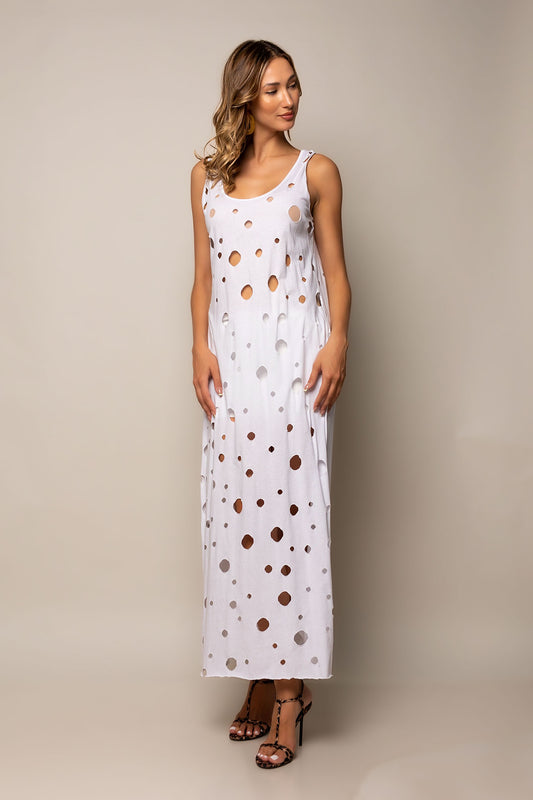Φόρεμα maxi βαμβακερό με τρύπες