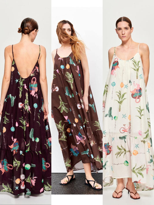 Φόρεμα maxi ποπλίνα εμπριμέ φλοράλ