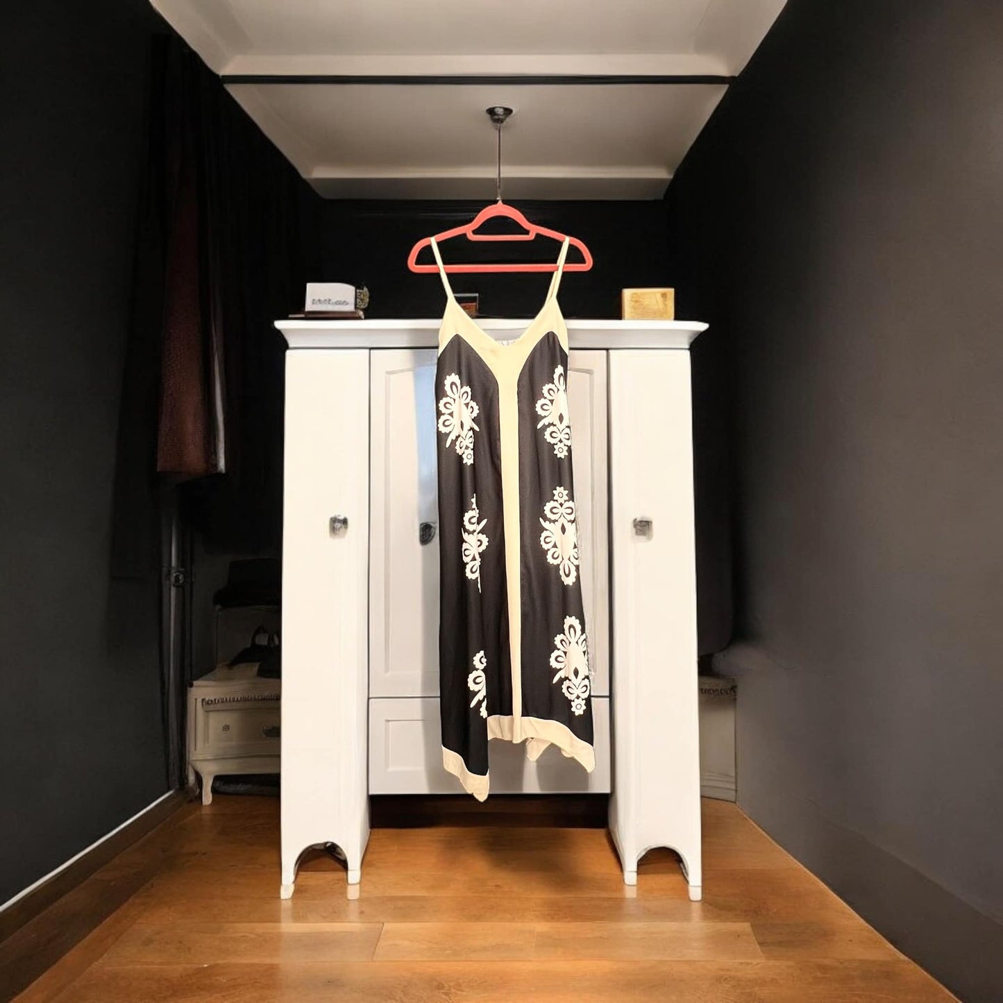 Φόρεμα maxi crepe με ρίγα και prints