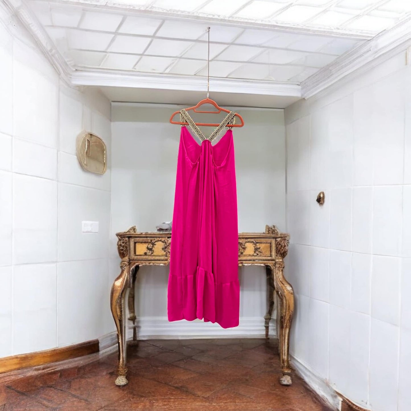 Φόρεμα maxi ραντάτο crepe detailed