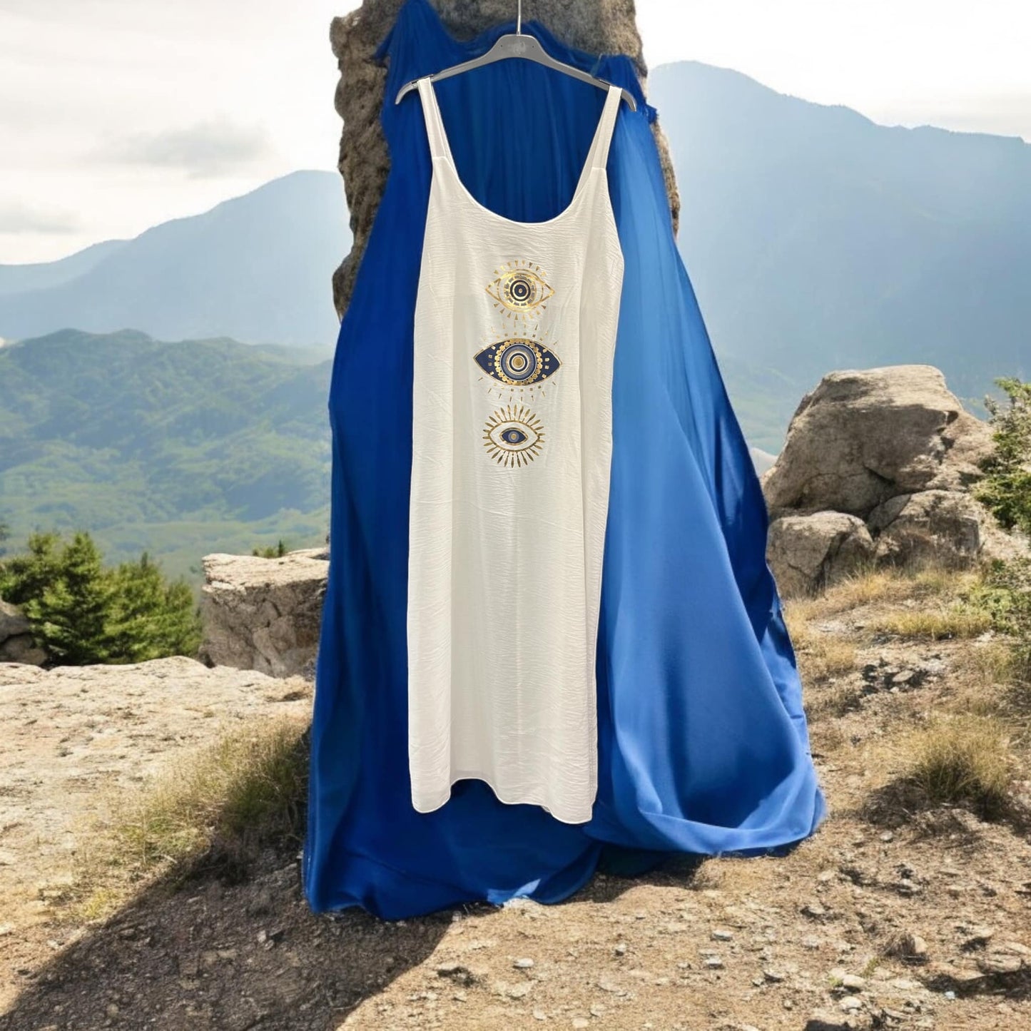 Φόρεμα με ράντες eyes printed