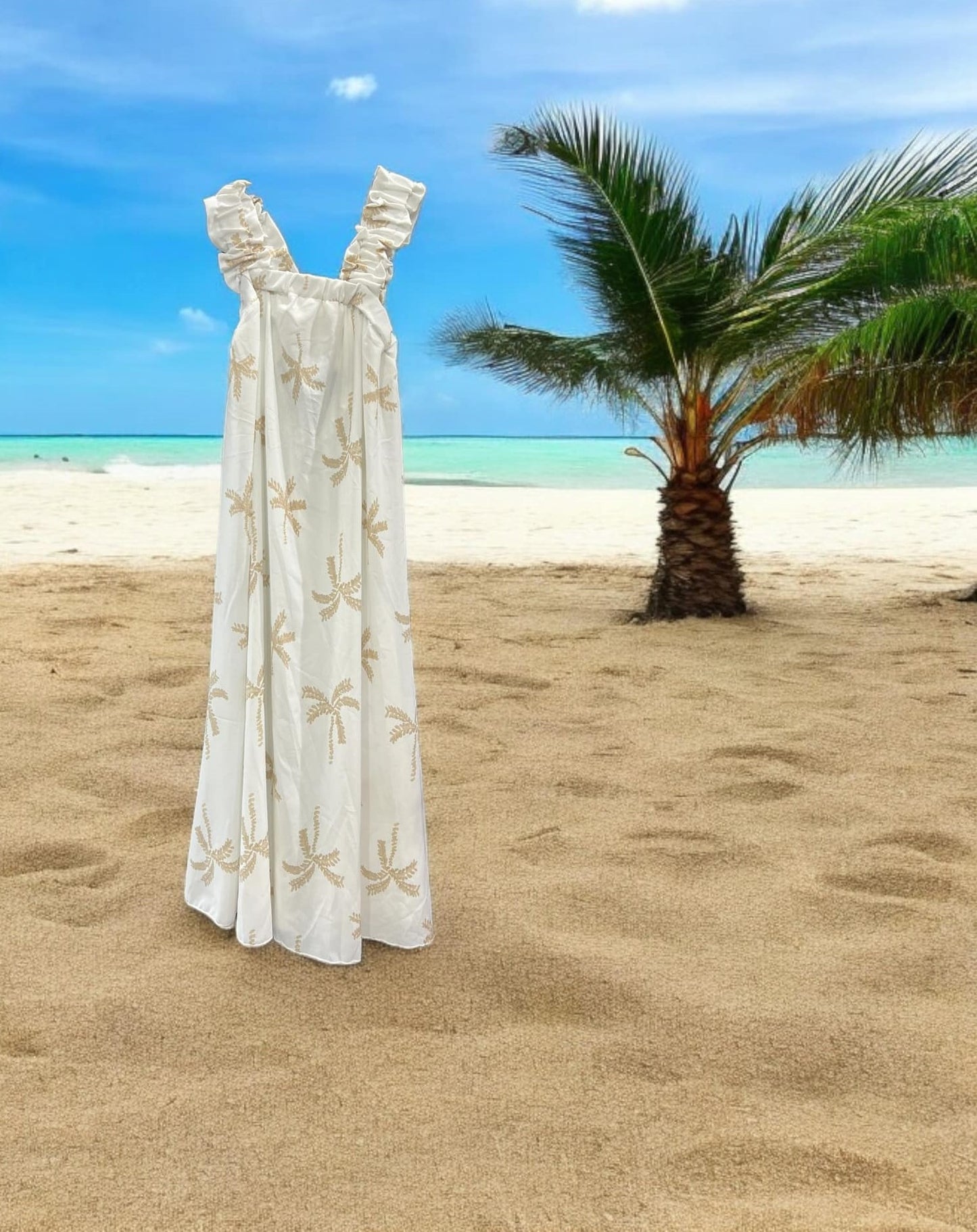 Φόρεμα maxi crepe tropical printed