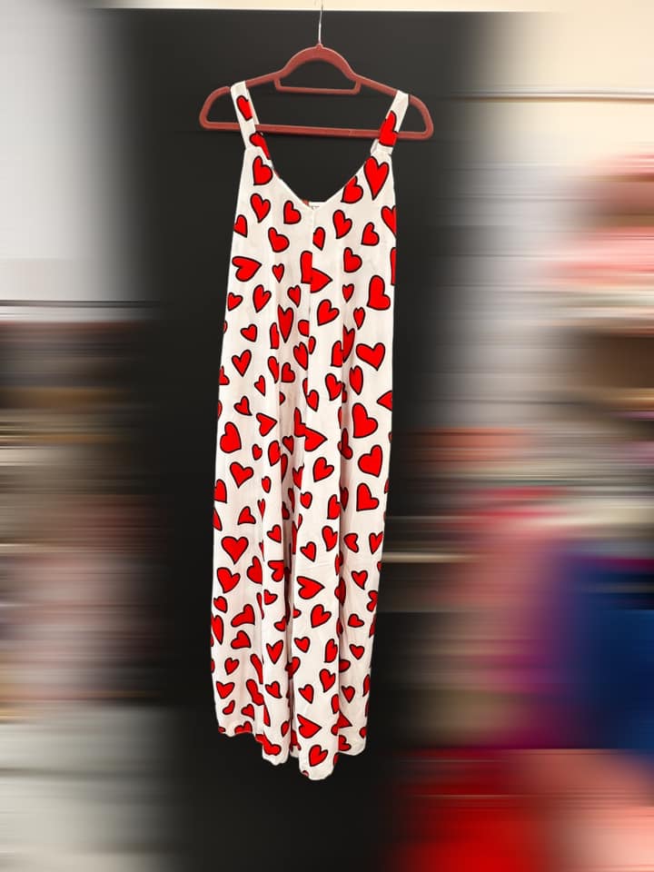 Ολόσωμη φόρμα κρεπ loose heart printed