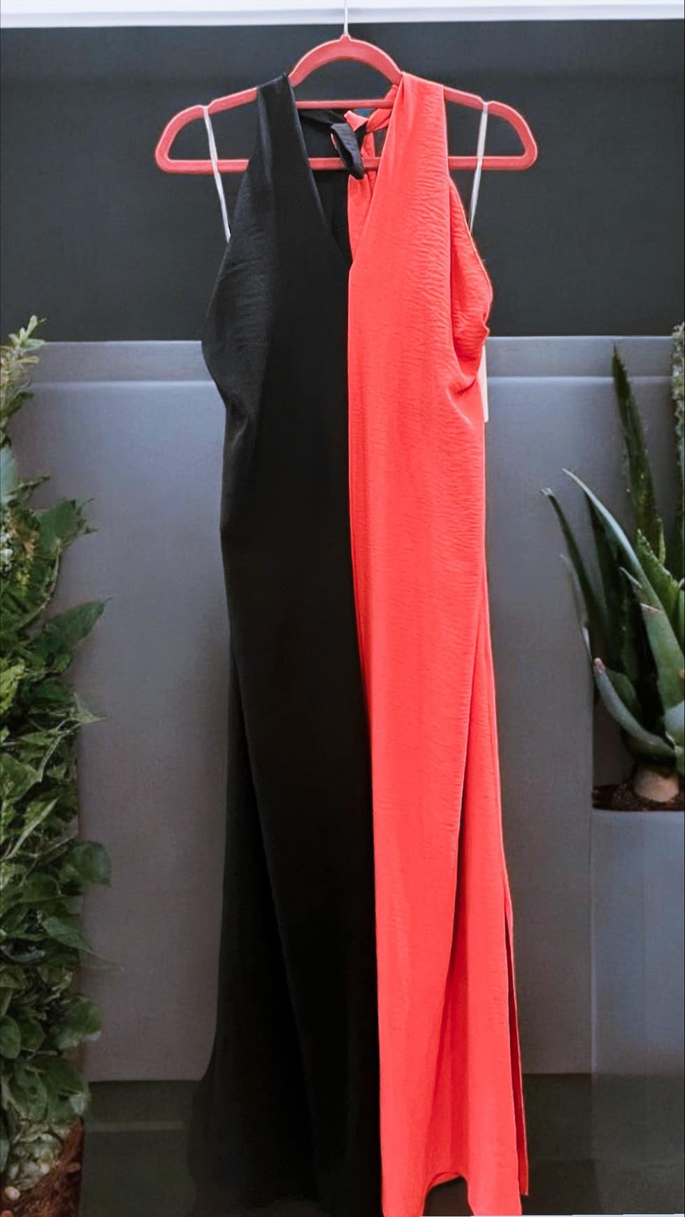 Φόρεμα maxi crepe δίχρωμο