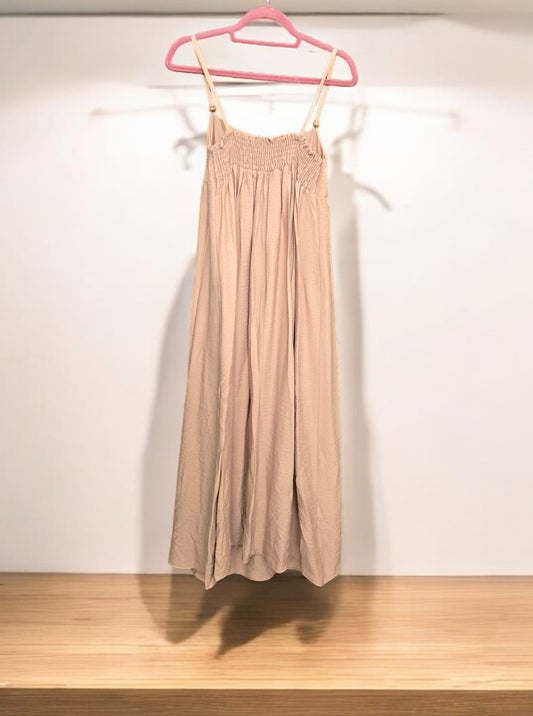 Φόρεμα μακρύ με τιράντες και χάνδρες