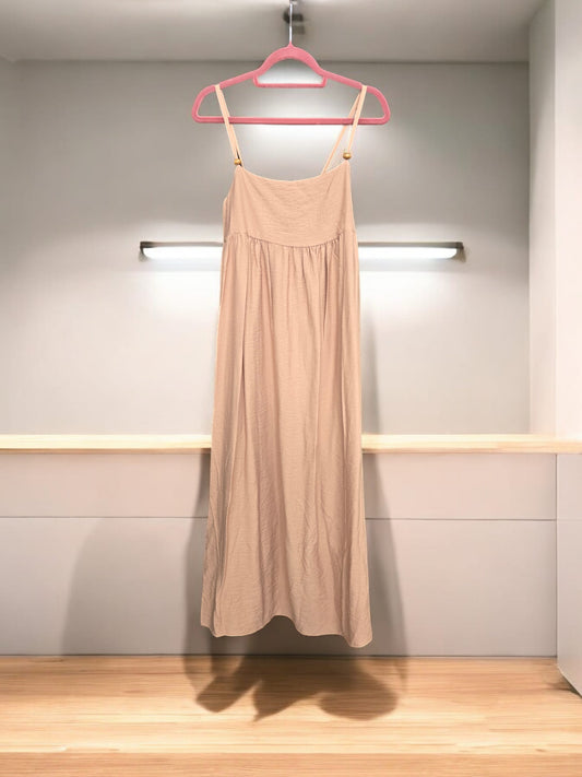 Φόρεμα μακρύ με τιράντες και χάνδρες