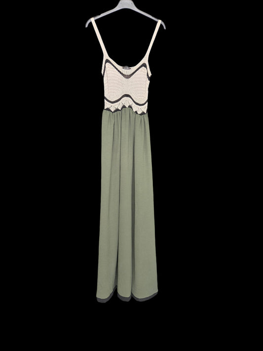 Φόρεμα maxi crepe με πλεκτό μπούστο