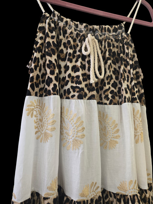 Φόρεμα μακρύ animal printed με lurex