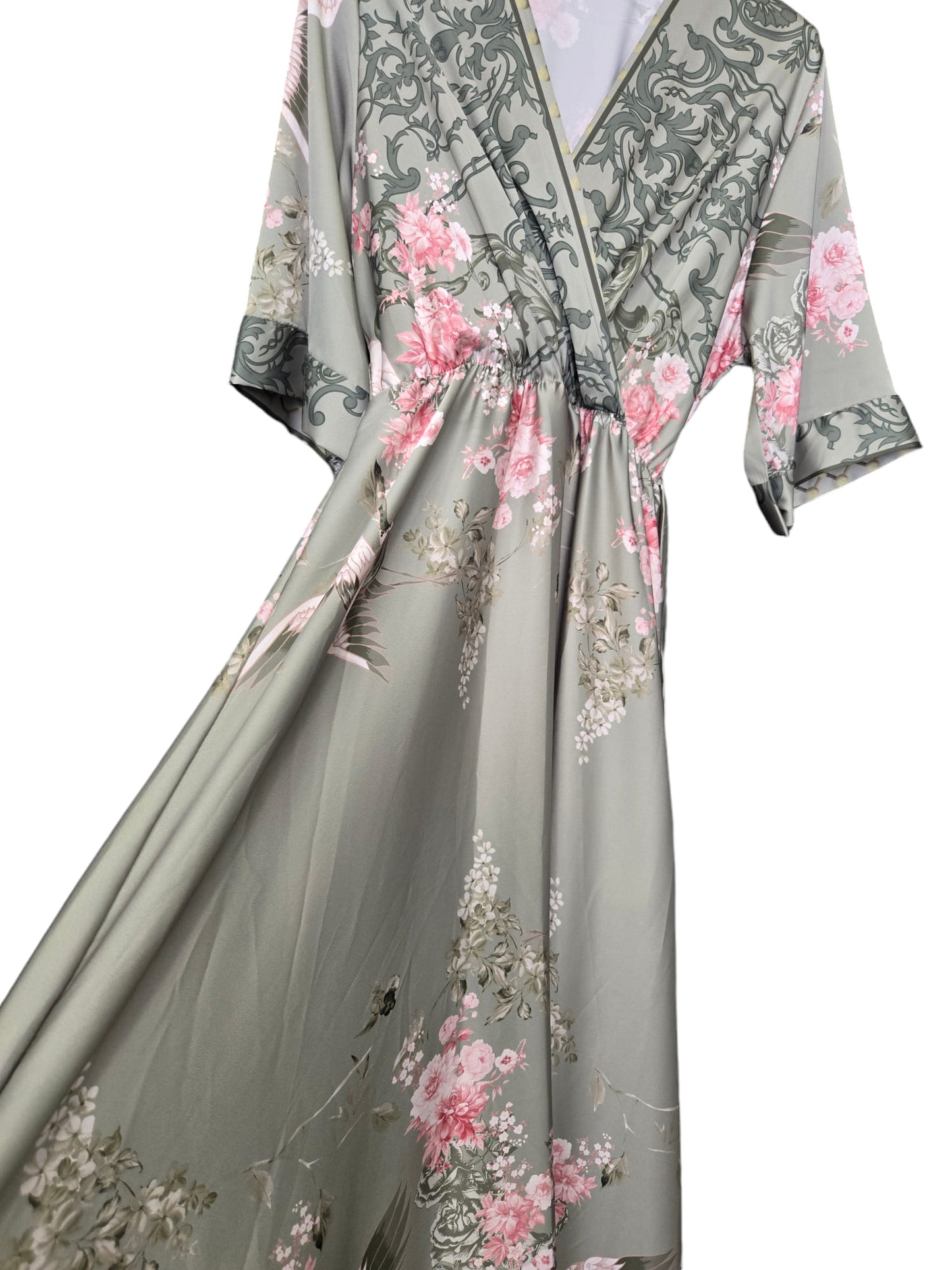 Φόρεμα maxi σατινέ floral croise