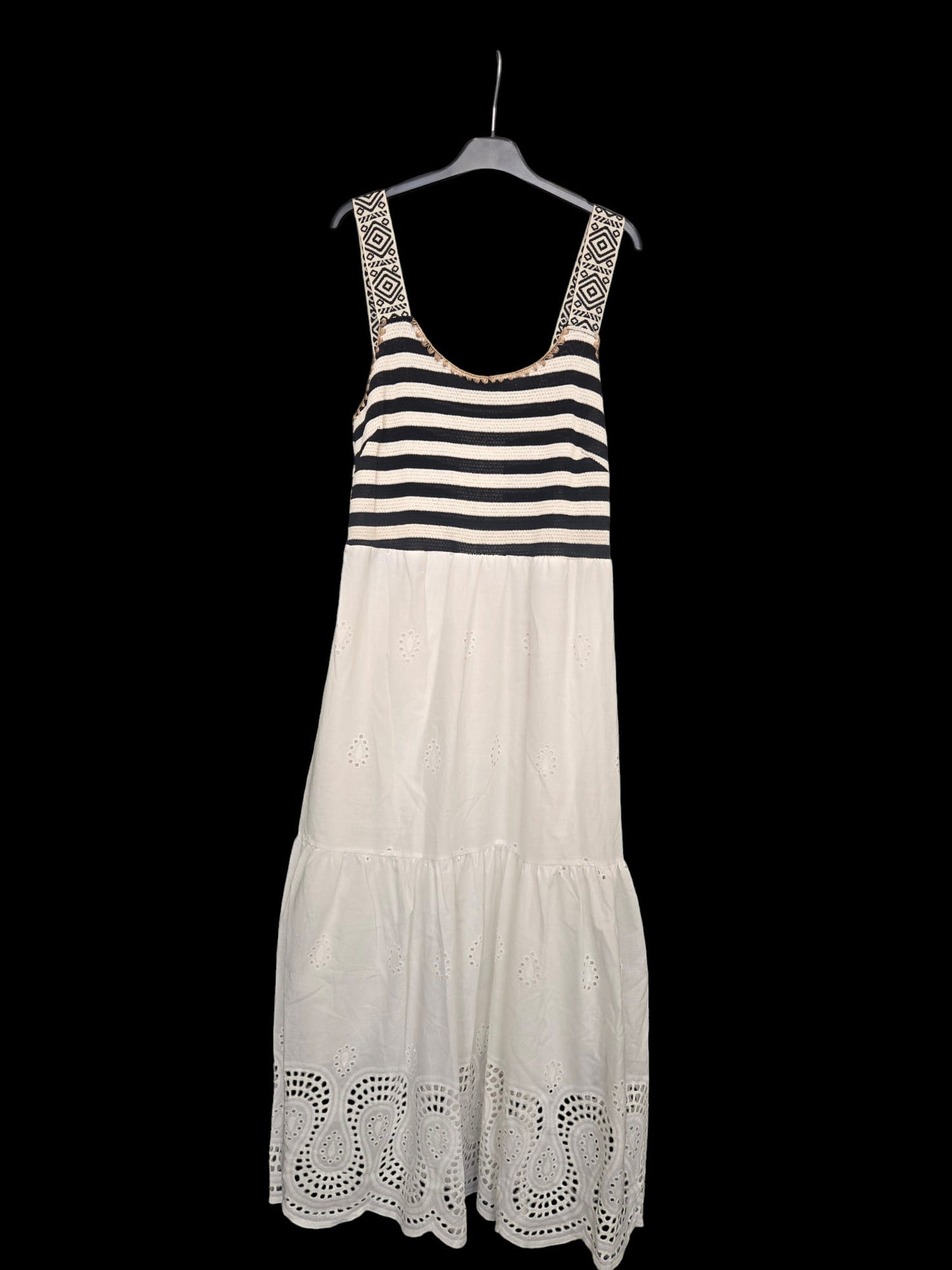 Φόρεμα maxi κηπούρ με πλεκτό μπούστο