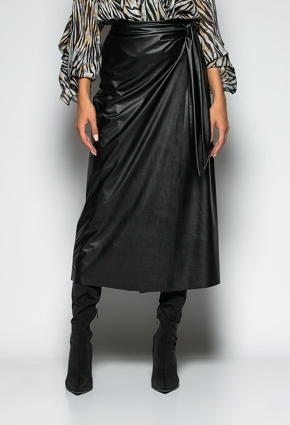 Φούστα maxi croise δερματίνης