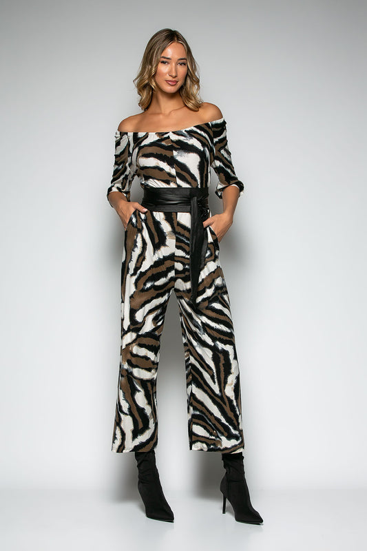 Ολόσωμη φόρμα έξωμη animal printed