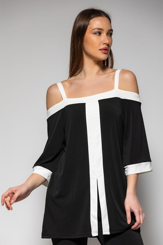 Σετ μπλούζα jersey έξωμη - παντελόνι καμπάνα