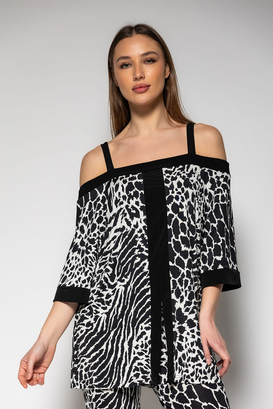 Μπλούζα jersey έξωμη animal printed