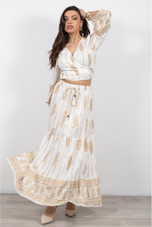 Σετ top croise - φούστα bohemian style